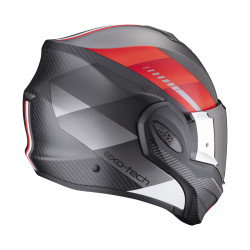 CASQUE MODULABLE SCORPION EXO-TECH EVO CARBON GENUS NOIR MAT / ROUGE