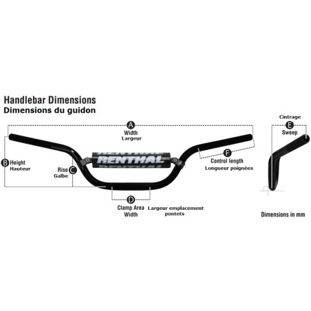 GUIDON RENTHAL MX / ENDURO 7/8" 693 ENDURO