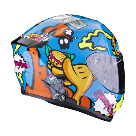 CASQUE SCORPION EXO-JNR ENFANT FUN BLEU / ORANGE
