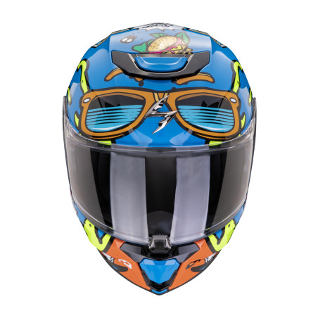 CASQUE SCORPION EXO-JNR ENFANT FUN BLEU / ORANGE