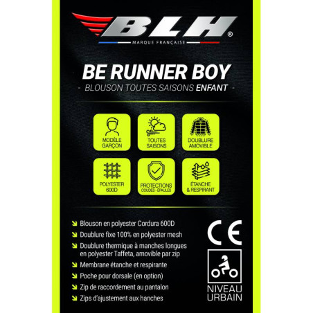 BLOUSON BLH BE RUNNER BOY ENFANT NOIR / BLANC
