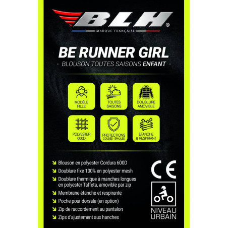BLOUSON BLH BE RUNNER GIRL ENFANT NOIR / ROSE