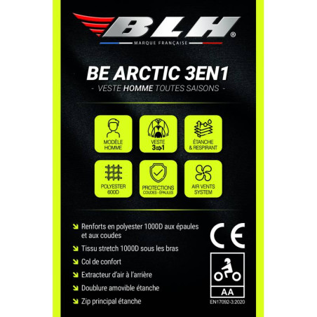 VESTE BLH BE ARTIC 3 EN 1 HOMME NOIR