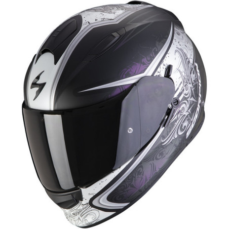 CASQUE SCORPION EXO-491 RUN NOIR MAT / CAMELEON BLANC & VIOLET