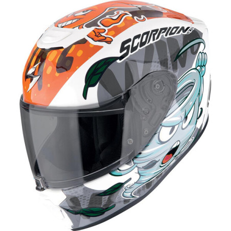 CASQUE SCORPION EXO-JNR ENFANT THE4ELEMENTS BLANC / ORANGE / BLEU / GRIS