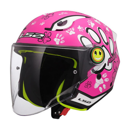 CASQUE LS2 ENFANT OF622 FUNNY II PAWS ROSE / BLANC