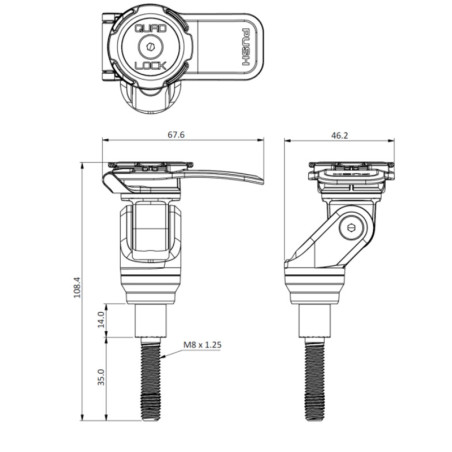 SUPPORT SMARTPHONE MOTO QUAD LOCK - FIXATION A TIGE FILETEE