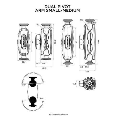 BRAS DOUBLE PIVOT QUAD LOCK 360