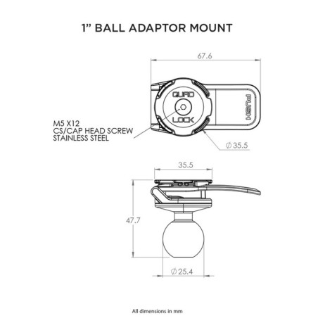 ADAPTATEUR BOULE 1 QUAD LOCK - SUPPORT MOTO RAM