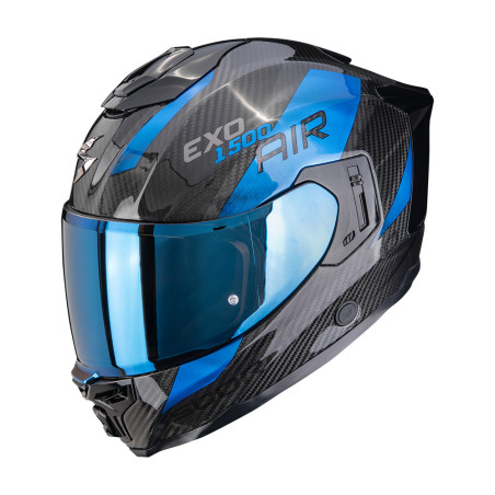 CASQUE SCORPION EXO-1500 CARBON AIR PLATTED NOIR / BLEU