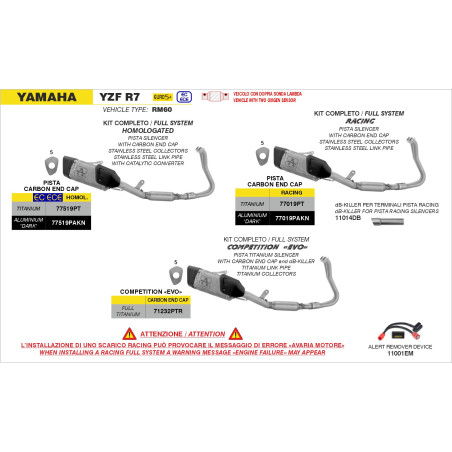 LIGNE ARROW EVO PISTA RACING TITANE YAMAHA R7 2026 -